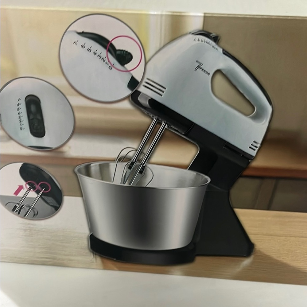 Woodcrest & maple 2 in 1 Silver and Black Stand Mixer